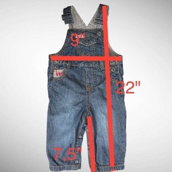 Vintage 1981s Guess Blue Denim Embroidered Overalls Baby Size 12M - Picture 8 of 15
